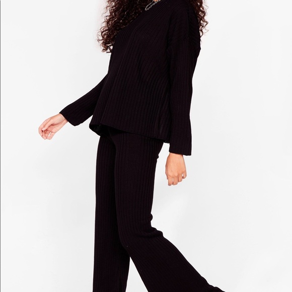 Nasty Gal Other - Ribbed Sweater And Wide-Leg Pants Lounge Set